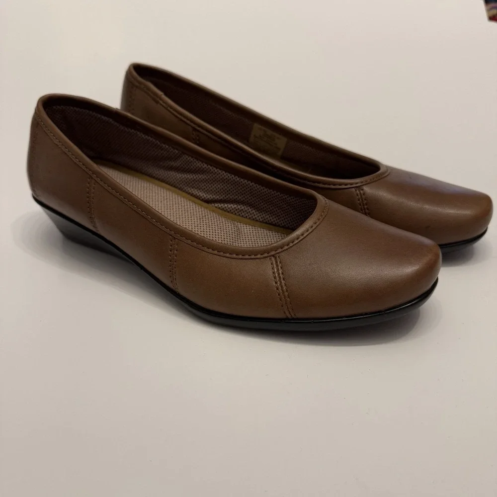 Brown Leather Eastland Hannah 3154-04 Women's Sz 9 Soft Leather Ballet Wedge‎